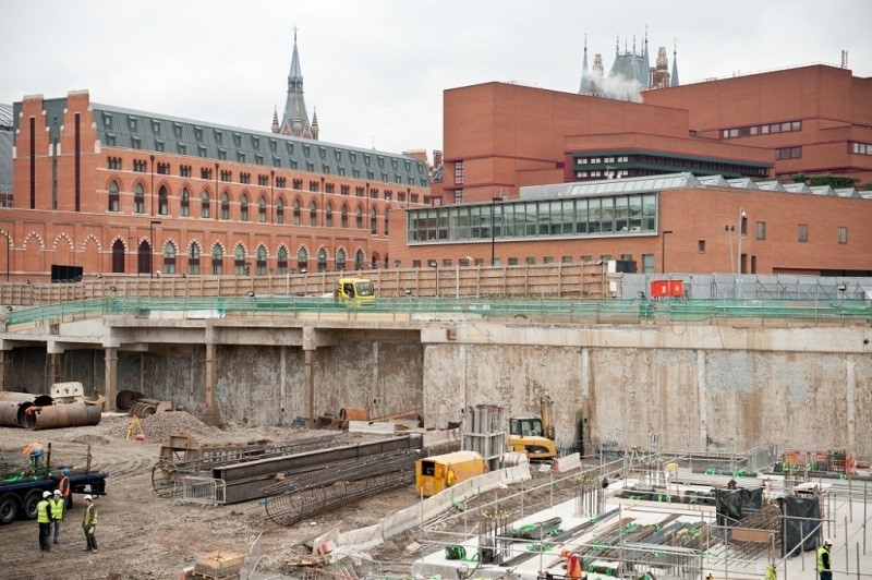 The site of construction at St Pancras